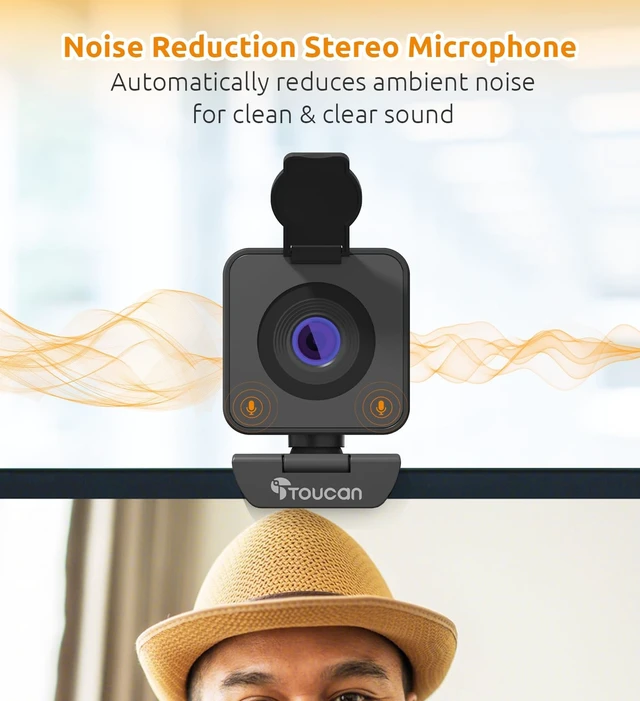 Alt view image 2 of 5 - TOUCAN 1080P Webcam for pc, Webcam with Microphone for Laptop, Plug and Play USB Web Cam, 90View Computer Camera, External Camera for Streaming, Skype, Zoom, FaceTime, Hangouts, MacBook/Tablet