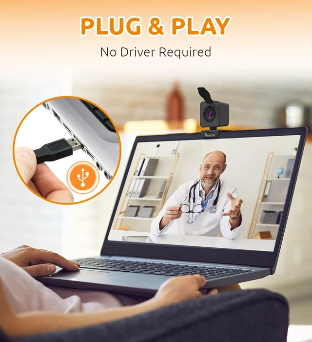 Alt view image 5 of 5 - TOUCAN 1080P Webcam for pc, Webcam with Microphone for Laptop, Plug and Play USB Web Cam, 90View Computer Camera, External Camera for Streaming, Skype, Zoom, FaceTime, Hangouts, MacBook/Tablet