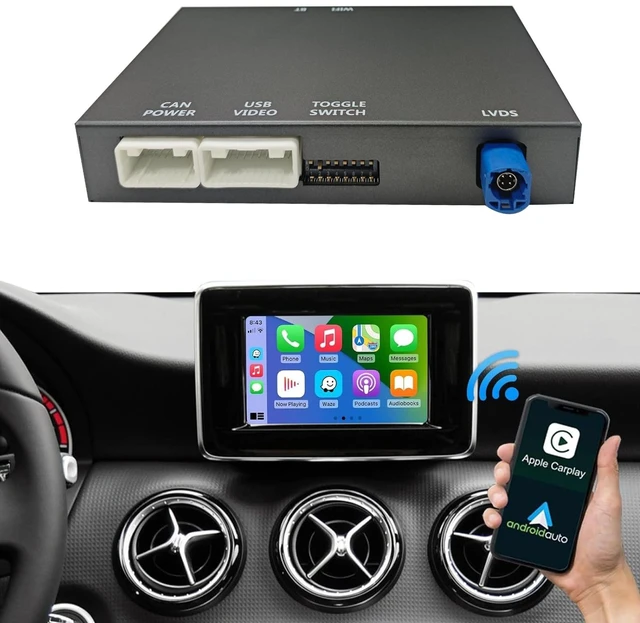 Main image of Wireless Carplay/Android Auto Adapter for Mercedes Benz A B CLA GLA C E ML GL GLK SLK, with NTG 5.0 System with Bluetooth, USB, Mirroring, Camera, Voice Control for Mercedes Benz Accessories