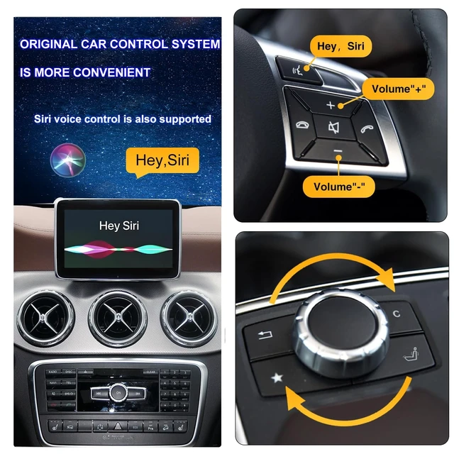 Alt view image 4 of 5 - Wireless Carplay/Android Auto Adapter for Mercedes Benz A B CLA GLA C E ML GL GLK SLK, with NTG 5.0 System with Bluetooth, USB, Mirroring, Camera, Voice Control for Mercedes Benz Accessories