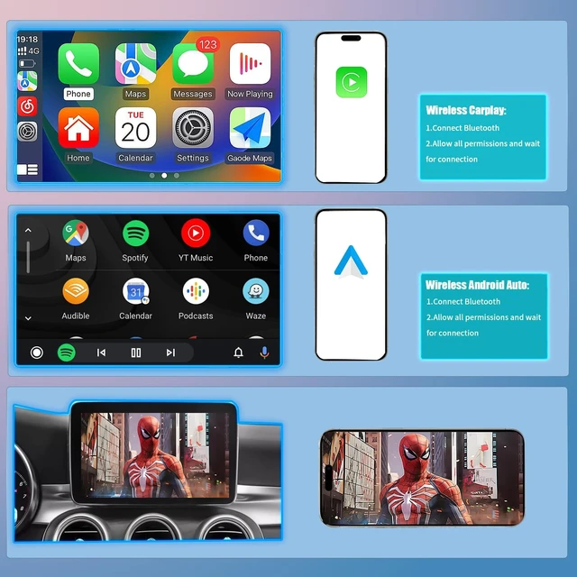 Alt view image 2 of 5 - Wireless Carplay/Android Auto Adapter for Mercedes Benz A B CLA GLA C E ML GL GLK SLK, with NTG 5.0 System with Bluetooth, USB, Mirroring, Camera, Voice Control for Mercedes Benz Accessories