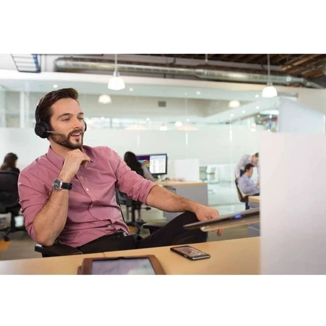 Alt view image 2 of 3 - Plantronics - Voyager Focus UC (Poly) - Bluetooth Dual-Ear (Stereo) Headset with Boom Mic -USB-A Active Noise Canceling -Connects to PC/Mac Compatible - Works with Teams (Certified), Zoom (w/o Stand)