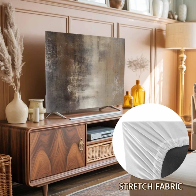 Alt view image 2 of 5 - Abstract Paint TV Dust Cover 50 Inch, Brown Gradient Mottled Retro Art Computer Monitor Cover Dustproof Stretchable Indoor TV Screen Protector for LED LCD Universal Monitors
