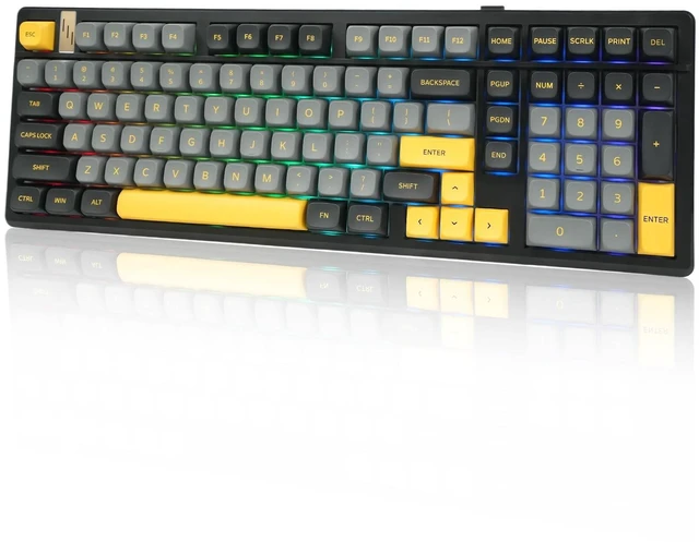 Main image of MMViCTY K98 Tri-Mode Wireless Mechanical Keyboard 98 Keys, Hot Swappable Pre-Lubed Switches, Gasket Mount BT5.0/2.4G/USB-C RGB Backlit PBT Keyboards with 5000/10000mAh Battery for Gaming & Offi