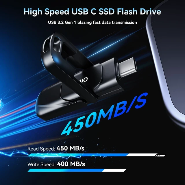 Alt view image 2 of 5 - Orlian 128GB USB C Flash Drive USB 3.2 Gen 1 SSD Thumb Drive 450MB/s