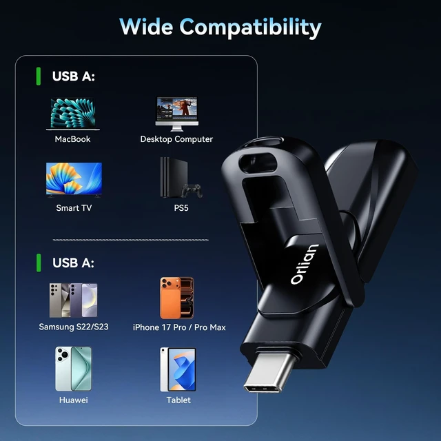 Alt view image 3 of 5 - Orlian 128GB USB C Flash Drive USB 3.2 Gen 1 SSD Thumb Drive 450MB/s
