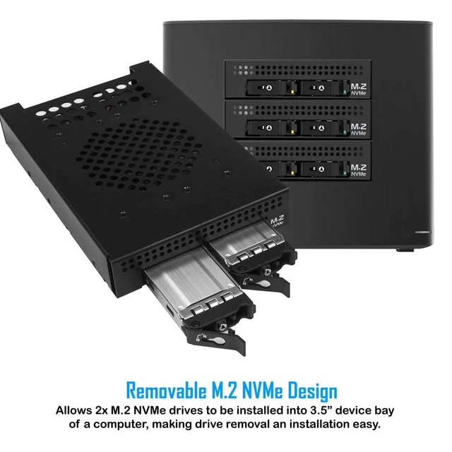Alt view image 2 of 5 - Kingwin Nvme M.2 SSD PCIe 3.0/4.0 Oculink Mobile Rack Enclosure Compatible with 3.5 Drive Bay for High-Speed Data Access Storage Expansion.