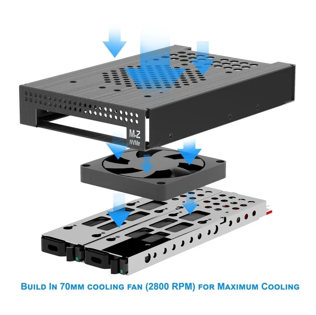 Alt view image 5 of 5 - Kingwin Nvme M.2 SSD PCIe 3.0/4.0 Oculink Mobile Rack Enclosure Compatible with 3.5 Drive Bay for High-Speed Data Access Storage Expansion.
