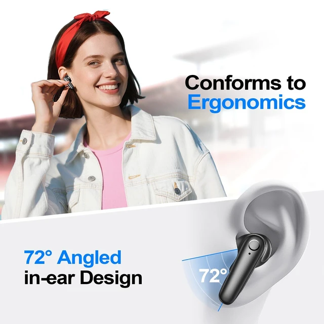 Alt view image 2 of 5 - kurdene Wireless Earbuds Bluetooth 5.4 Headphones 60H Playtime Deep Bass Stereo Ear Buds with Mic Comfort Lightweight in Ear Earphones for Workout/Running Charcoal
