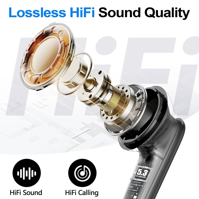 Alt view image 3 of 5 - kurdene Wireless Earbuds Bluetooth 5.4 Headphones 60H Playtime Deep Bass Stereo Ear Buds with Mic Comfort Lightweight in Ear Earphones for Workout/Running Charcoal