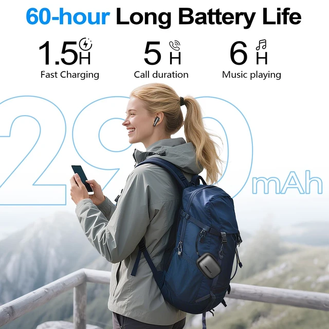 Alt view image 5 of 5 - kurdene Wireless Earbuds Bluetooth 5.4 Headphones 60H Playtime Deep Bass Stereo Ear Buds with Mic Comfort Lightweight in Ear Earphones for Workout/Running Charcoal