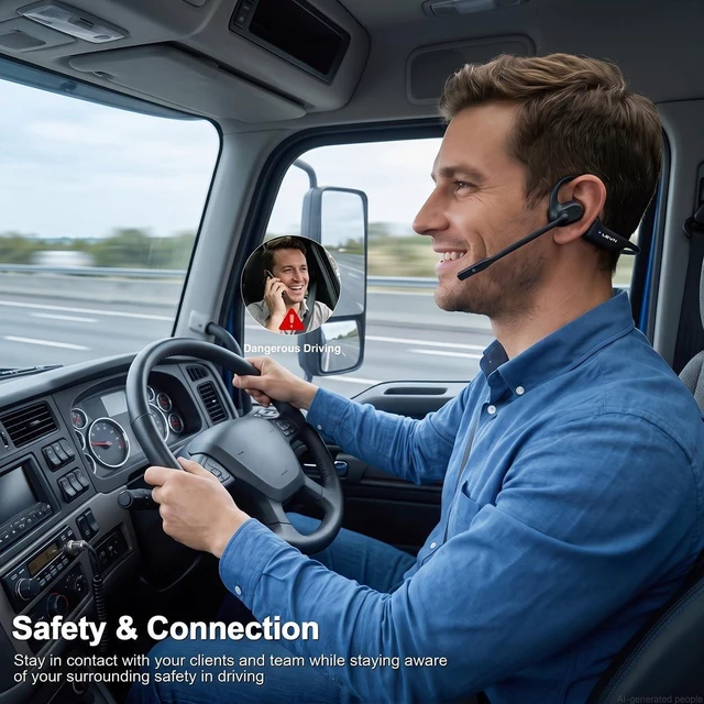 Alt view image 3 of 5 - Open Ear Headphones with Mic, 29g Trucker Bluetooth Headset with Microphone, Dual Connect Bluetooth Headphones with mic, Sweatproof Wireless Headset with Mic for Work, Workout, Driver, Calls, G