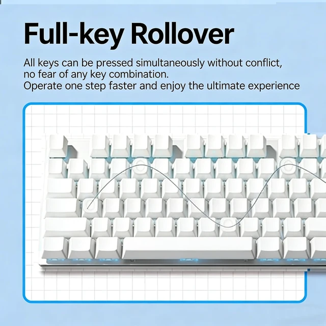 Alt view image 5 of 5 - HP GK400F Gaming Keyboard, Mechanical Brown Switch, Full Size 104 Keys Wired Keyboard, Anti-Ghosting, Blue LED Backlight, Ergonomic USB Keyboard for Windows, ABS Double Shot Keycaps, White