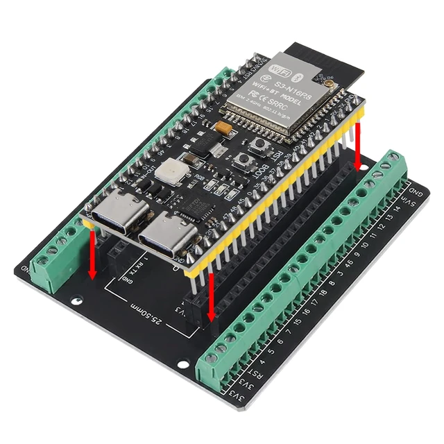 Alt view image 3 of 5 - AITRIP 3Sets ESP32 S3 N16R8 DevKitC-1 Module USB C with Antenna Base Dual-Mode Wi-Fi Bluetooth for ESP32 S3 Development Boards with GPIO Expansion Boards Compatible with Arduino