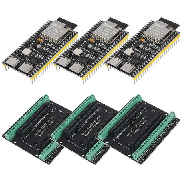 Main image of AITRIP 3Sets ESP32 S3 N16R8 DevKitC-1 Module USB C with Antenna Base Dual-Mode Wi-Fi Bluetooth for ESP32 S3 Development Boards with GPIO Expansion Boards Compatible with Arduino