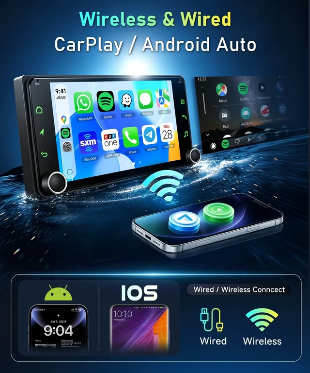 Alt view image 3 of 4 - 7" Double Din Car Stereo for Toyota Corolla 2003-2008, for RAV4 2001-2008, for 4Runner 2002-2009,Wireless Carplay & Android Auto, Bluetooth,SWC,AM FM RDS Radio, EQ, Dual USB, Mirror Link+Backup