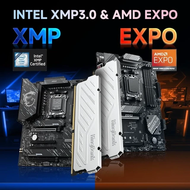 Alt view image 5 of 5 - KingBank Computer Desktop Memory Ram DDR5 32GB(2x16GB) 6000MT/s CL36 1.35V Overclocking XMP 3.0 & AMD Expo with Heatsink for PC Gaming/Office/PS,Silver