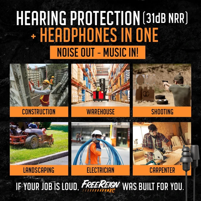 Alt view image 2 of 5 - Plugfones FreeReign XC Bluetooth Hearing Protection Earplug Headphones