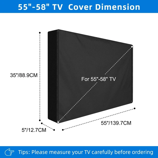 Alt view image 2 of 5 - Outdoor TV Cover 55 to 58 inch Waterproof, 600D Heavy Duty Full Protection TV Outdoor Covers with Waterproof Zipper for Outside Flat Screen TV, Black, Cover Size 55"W x 35"H x 5"D, Fit for Standard Mo