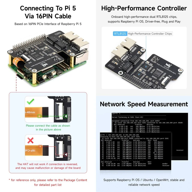 Alt view image 4 of 5 - KLAYERS PCIe to 2X 2.5G Ethernet Adapter Compatible wth RPi 5