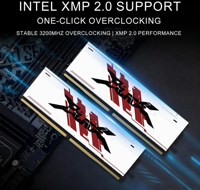 Alt view image 2 of 5 - PUSKILL 32GB DDR4 3200MHz RAM (2x16GB) UDIMM CL16 White