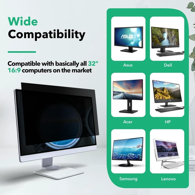 Alt view image 5 of 5 - QOYZINE 32 inch Computer Privacy Screen Filter for 16:9 Aspect Ratio Widescreen Monitor,32in Curved Computer Monitor Privacy Shield Anti Glare Eye Protection, Anti-Scratch Removable Protector Film