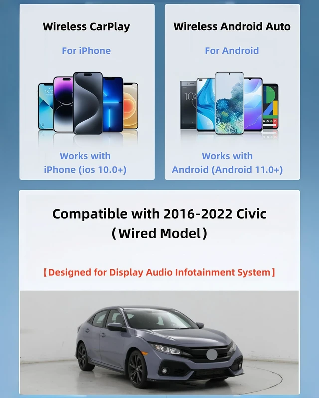 Alt view image 3 of 5 - Lugzix Compatible with 2016-2022 CivicWired Model Wireless Adapter
