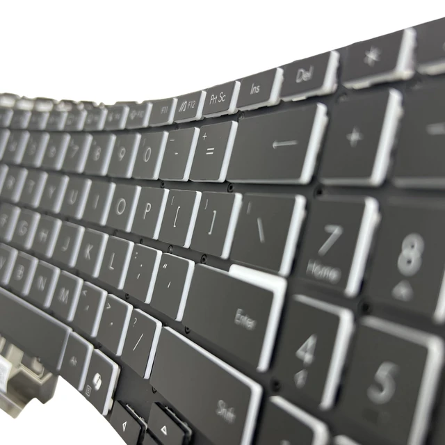 Alt view image 5 of 5 - YIJIATech New laptop keyboard US layout for the Fearless Pro16 2025 V3607V RTX5050 SG-C0380-XUA 0KN1-K71US56 white lettering with AI key backlight power button (V3607V (keycap front black, side white)
