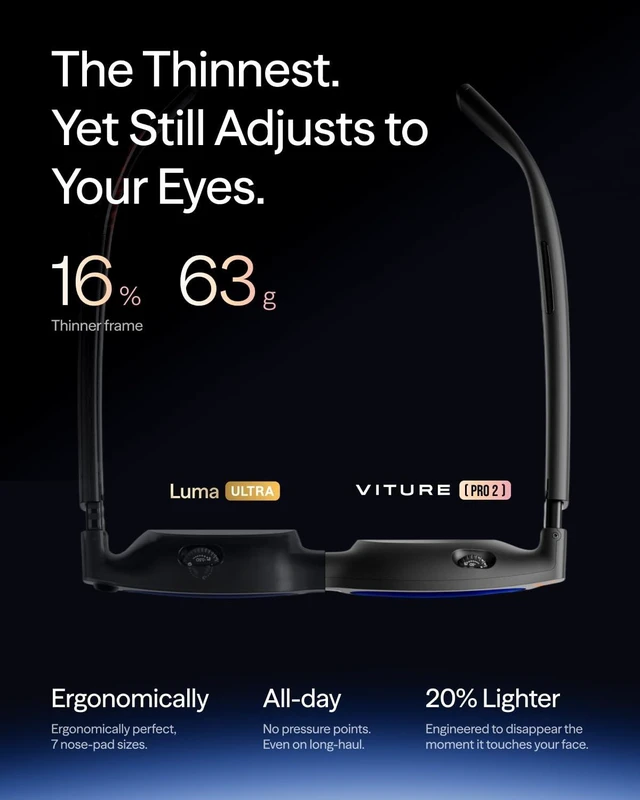 Alt view image 4 of 5 - VITURE Pro 2 XR/AR Glasses - UltraClarity 3.0 Myopia Adjustment -5.0D 120Hz