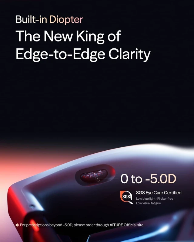 Alt view image 5 of 5 - VITURE Pro 2 XR/AR Glasses - UltraClarity 3.0 Myopia Adjustment -5.0D 120Hz