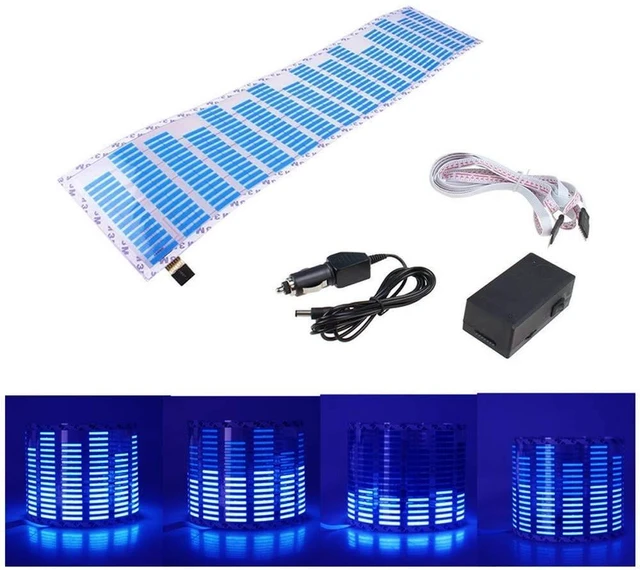 Main image of WONFAST Sound Music Beat Activated Car Sticker Equalizer Rhythm Blue Cube LED Flash Light Audio Voice Rhythm Lamp(90x25CM)