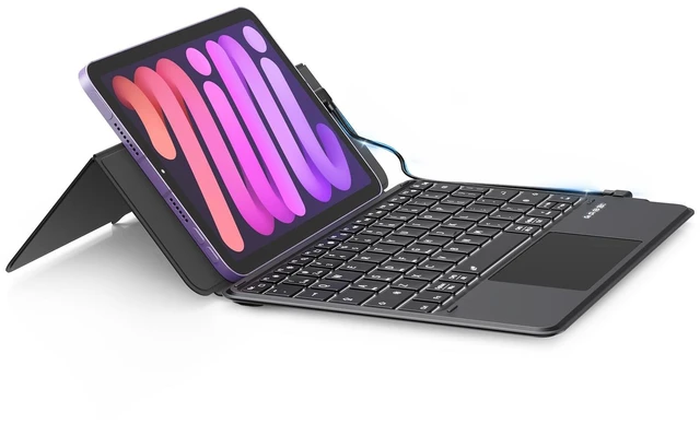 Main image of Universal Keyboard Wired & Dual Bluetooth for Tablet & Phone, Plug & Play Keypad for iPad, Z Fold & Galaxy Tab & Idea Tab, Wireless Keypad w/ Trackpad & Stand & Backlit for iOS/Android/macOS/Wi