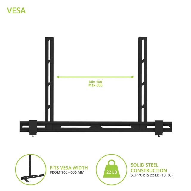 Alt view image 3 of 5 - Kanto SB200 Premium Universal Sound Bar TV and Wall Mount - Fits Most VESA-Compliant Flat Panel TVs - Supports Sound Bars up to 22lbs