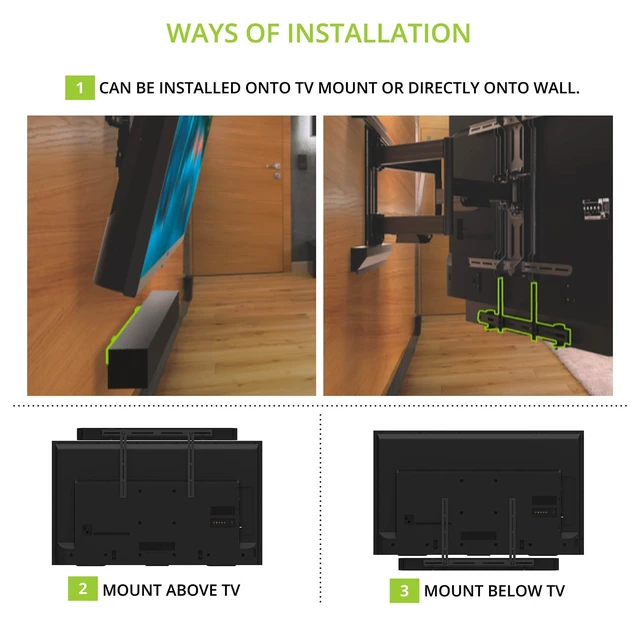 Alt view image 2 of 5 - Kanto SB200 Premium Universal Sound Bar TV and Wall Mount - Fits Most VESA-Compliant Flat Panel TVs - Supports Sound Bars up to 22lbs