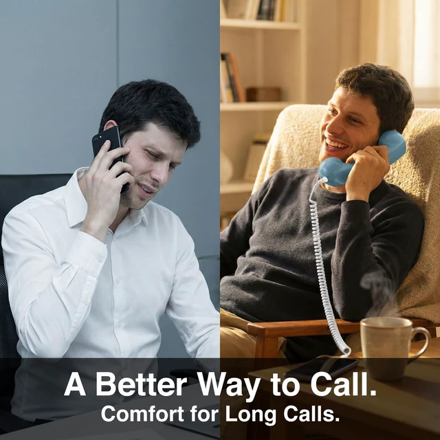 Alt view image 2 of 5 - Opis Technology 60s Micro Retro Phone Handset for Smartphones, Azure