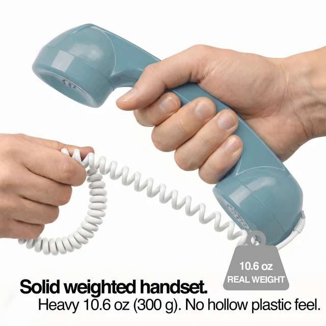 Alt view image 5 of 5 - Opis Technology 60s Micro Retro Phone Handset for Smartphones, Azure