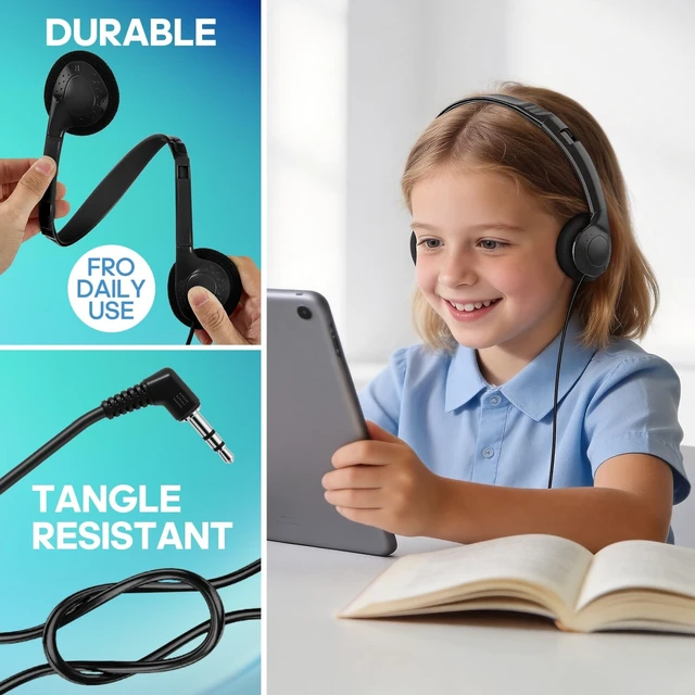 Alt view image 2 of 5 - MUMSTHT 100 Pack Bulk Headphones for Classroom School Kids,