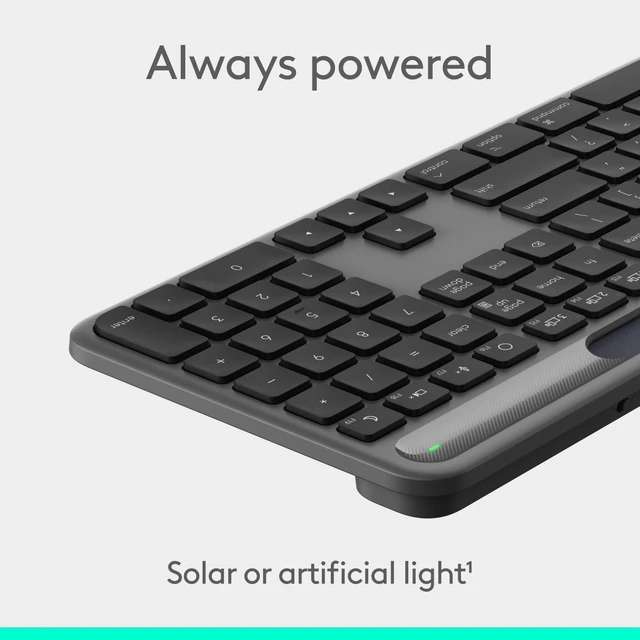 Alt view image 2 of 5 - Logitech Signature Slim Solar+ K980 Wireless Bluetooth Keyboard, for Mac
