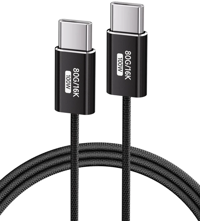 Main image of KMMXXCPM Black,3.3FT USB C Cable Thin,USB5 80Gbps Data Cable Compatible with Thunderbolt 5/4/3,Slim Connector,100W Fast Charging,16K/8K/4K HD Video Cord for Monitor,MacBook,iPhone 17/16,Docking.