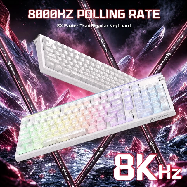 Alt view image 3 of 5 - ATTACK SHARK R98HE Wired RT 8K Mechanical RGB Gaming Keyboard-Ice White