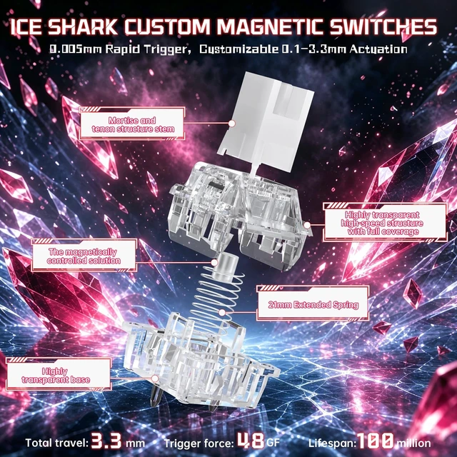 Alt view image 5 of 5 - ATTACK SHARK R98HE Wired RT 8K Mechanical RGB Gaming Keyboard-Ice White