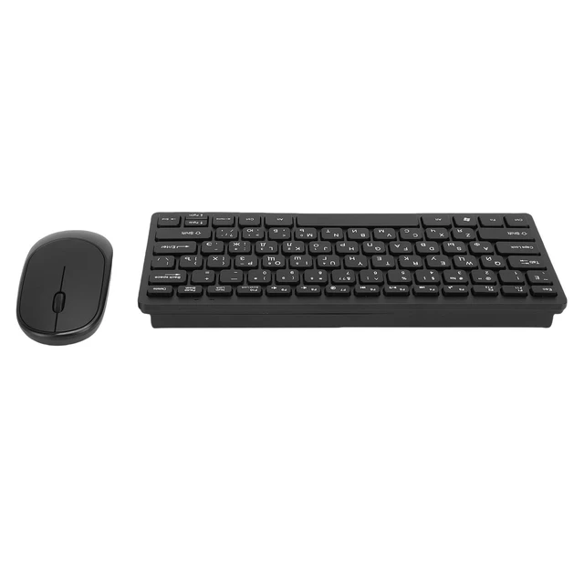 Alt view image 4 of 4 - PUSOKEI Russian Layout Wireless Keyboard and Mouse Combo,2.4GHz Compact 78 Key Set with Silent Click Mouse,Ultra Slim Mini Keyboard for PC Laptop Desktop,Plug and Play USB Receiver
