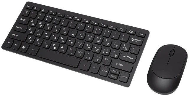 Alt view image 2 of 4 - PUSOKEI Russian Layout Wireless Keyboard and Mouse Combo,2.4GHz Compact 78 Key Set with Silent Click Mouse,Ultra Slim Mini Keyboard for PC Laptop Desktop,Plug and Play USB Receiver
