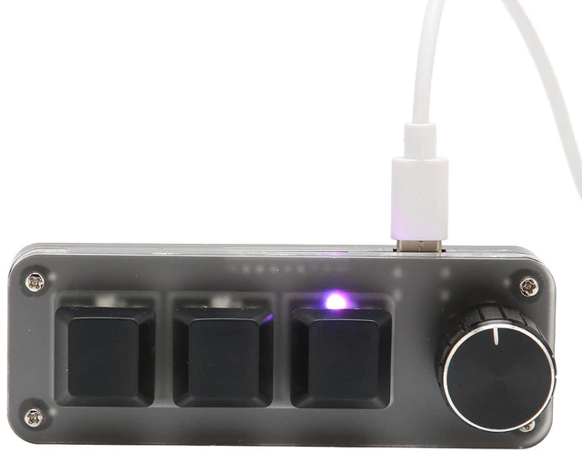 Alt view image 2 of 5 - SUNGOOYUE USB 3 Key Keypad, Multifunctional Shortcut RGB Backlight Mini Mechanical Keyboard with Knob for DIY Programming Gaming