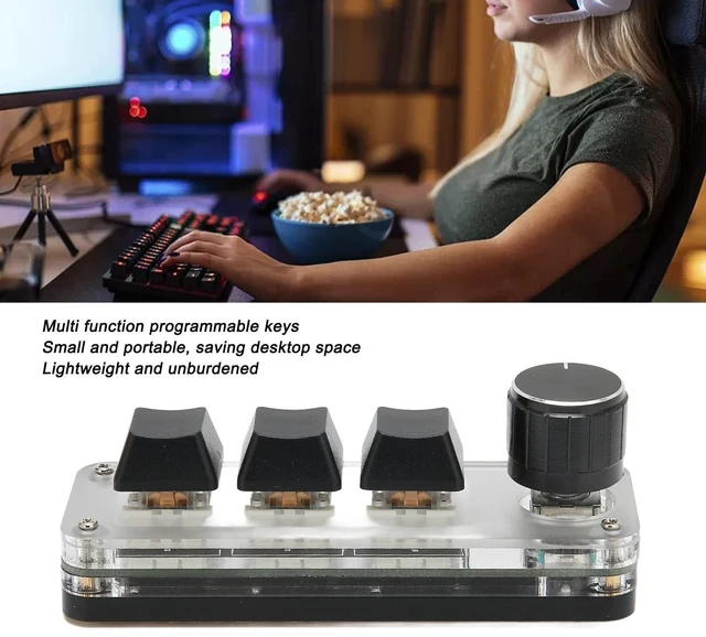 Alt view image 3 of 5 - SUNGOOYUE USB 3 Key Keypad, Multifunctional Shortcut RGB Backlight Mini Mechanical Keyboard with Knob for DIY Programming Gaming