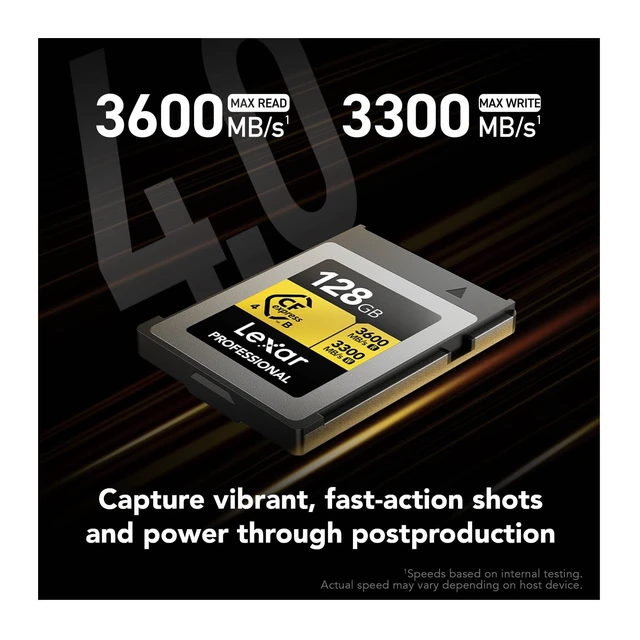 Alt view image 2 of 5 - Lexar 128GB Professional Gold CFexpress 4.0 Type B Memory Card