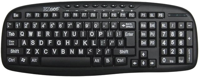 Main image of Ergoguys Ezsee Low Vision Keyboard Large White Print Black Keys
