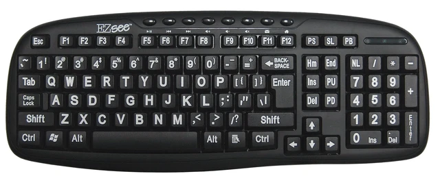 Alt view image 4 of 4 - Ergoguys Ezsee Low Vision Keyboard Large White Print Black Keys