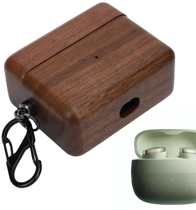 Main image of LICAEVEY Wooden Earbuds Protective Case Cover Fit for Bowers Wilkins Pi8, Hand Polished Handmade Wireless Bluetooth Earbuds Charging Case Cover Anti Drop Walnut