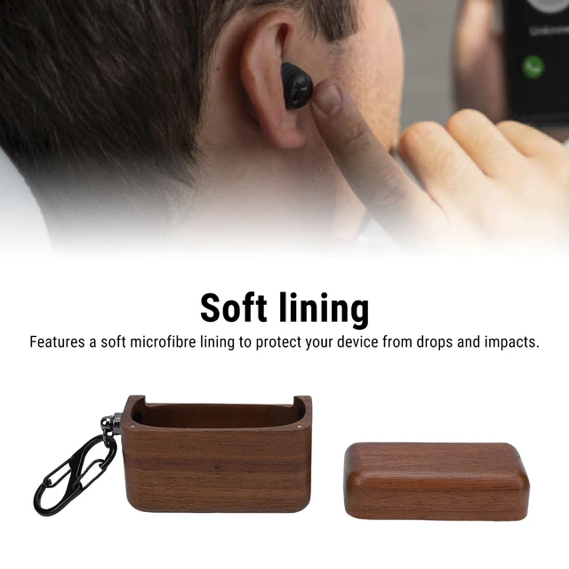 Alt view image 3 of 5 - LICAEVEY Wooden Earbuds Protective Case Cover Fit for Bowers Wilkins Pi8, Hand Polished Handmade Wireless Bluetooth Earbuds Charging Case Cover Anti Drop Walnut